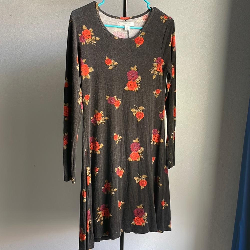 Adam Levine Black lightweight dress with roses size medium